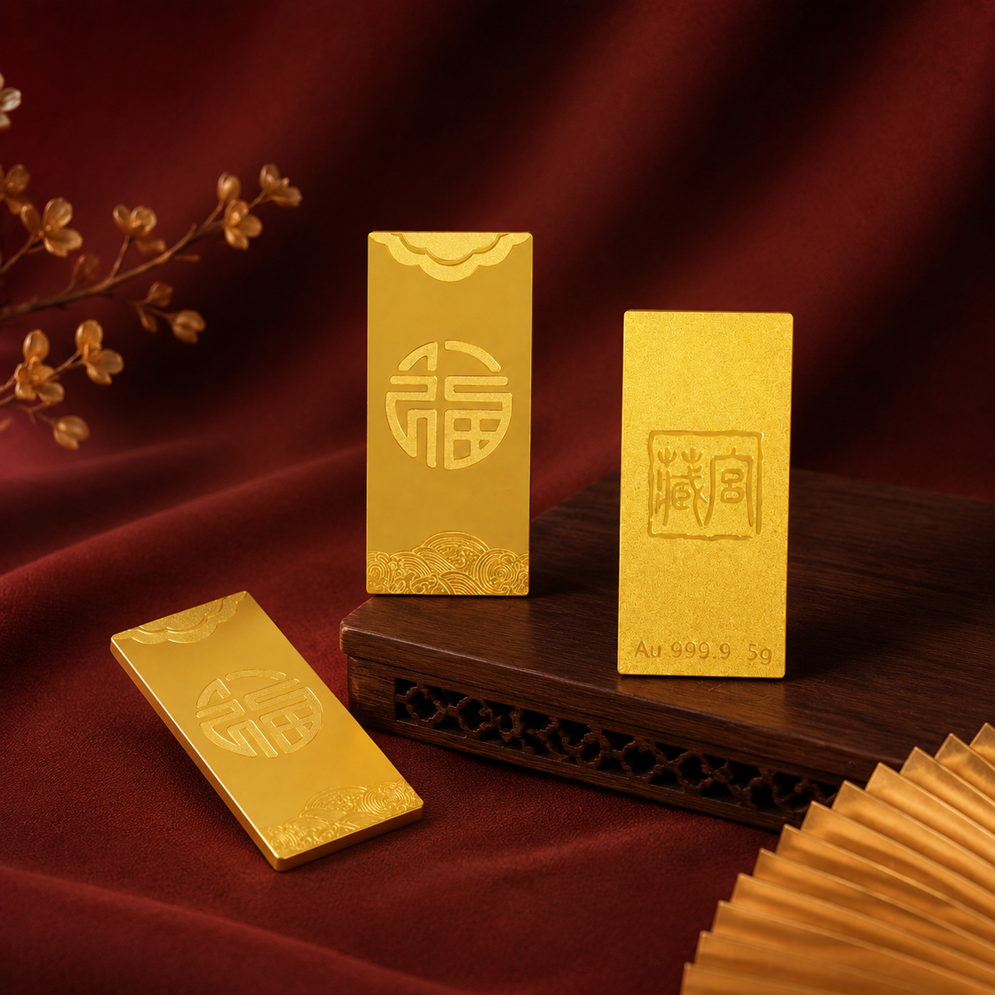 宫藏黄金福字投资金条纯金足金9999小金条收藏投资生日礼物 福字金条 5克 官方图1